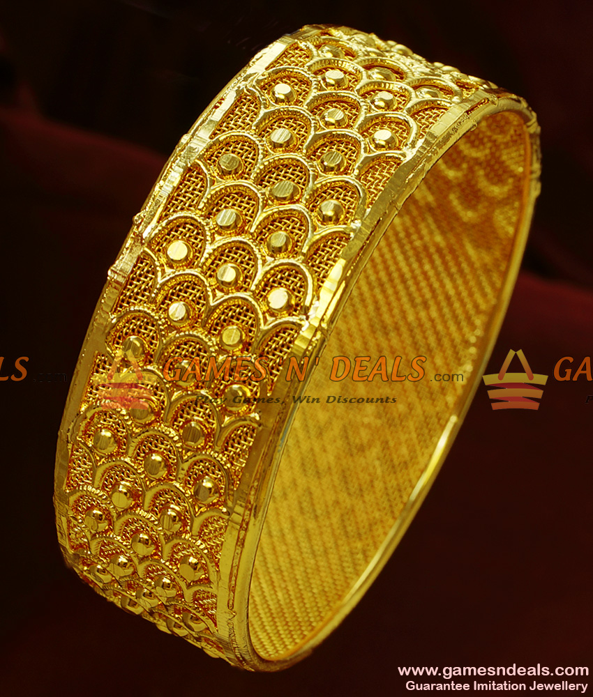 BR115-2.6 Size South Indian Single Piece Broad Peacock Bangle Imitation Jewelry