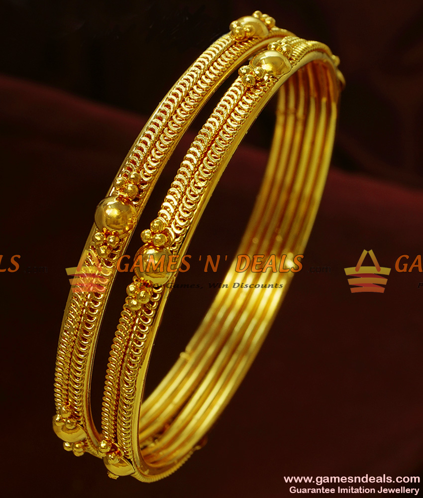 BR124-2.8 Size 100mg Gold Plated Thin Daily Wear Guarantee Bangles