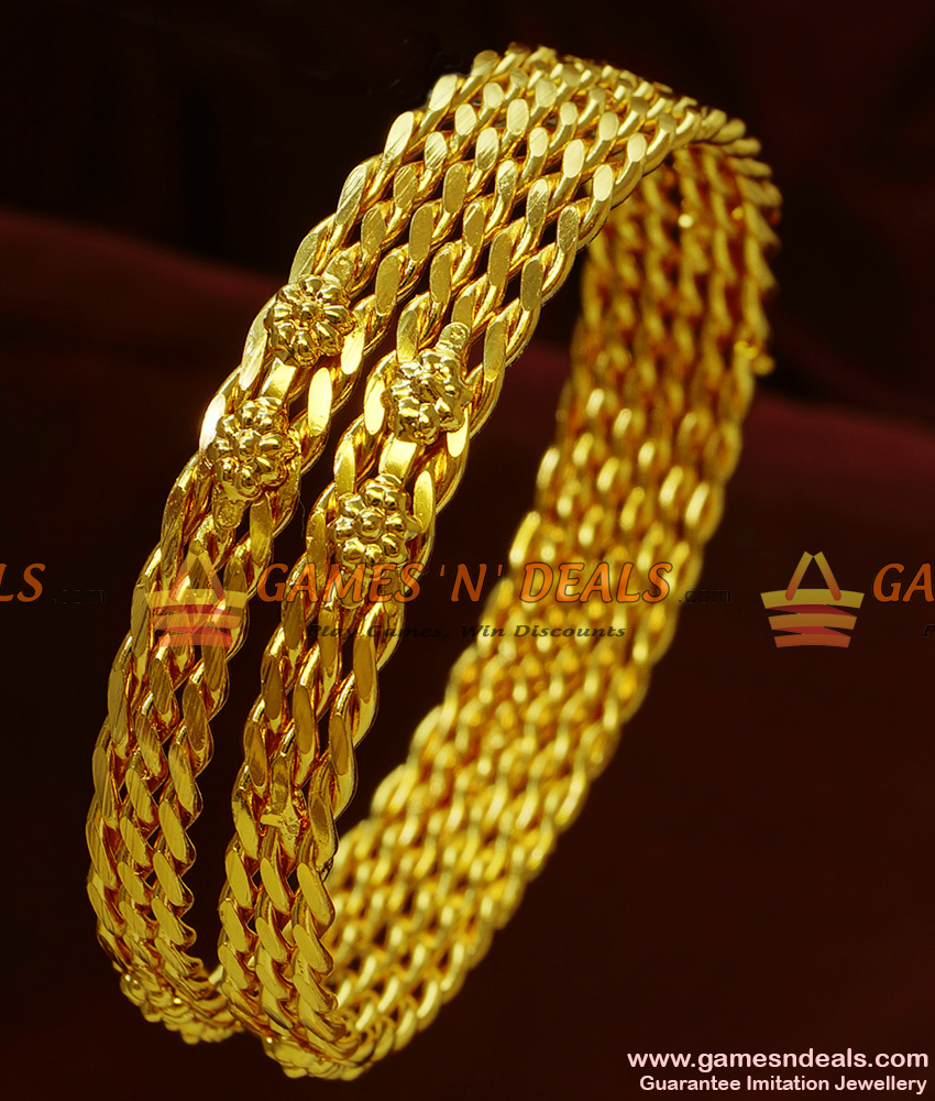 BR125-2.8 Size Light Weight 2 Pieces Set Daily Wear Gold Plated Bangles BR125-2.8 Size Light Weight 2 Pieces Set Daily Wear Gold Plated Bangles