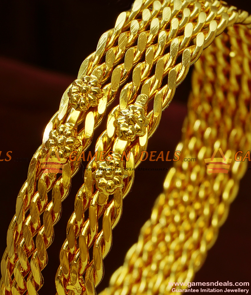 BR125-2.8 Size Light Weight 2 Pieces Set Daily Wear Gold Plated Bangles BR125-2.8 Size Light Weight 2 Pieces Set Daily Wear Gold Plated Bangles