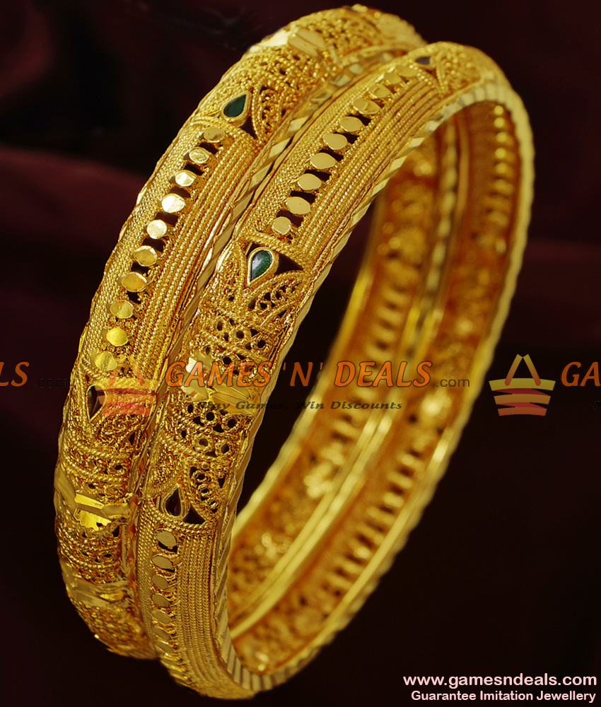 BR127-2.6 Size Gold Plated Daily Wear 6 Months Guarantee Enamel Bangle