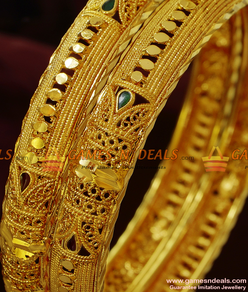 BR127-2.8 Size Gold Plated Daily Wear 6 Months Guarantee Enamel Bangle