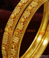 BR128-2.4 Size 100mg Gold Plated Thin Beaded Daily Wear Guarantee Bangles