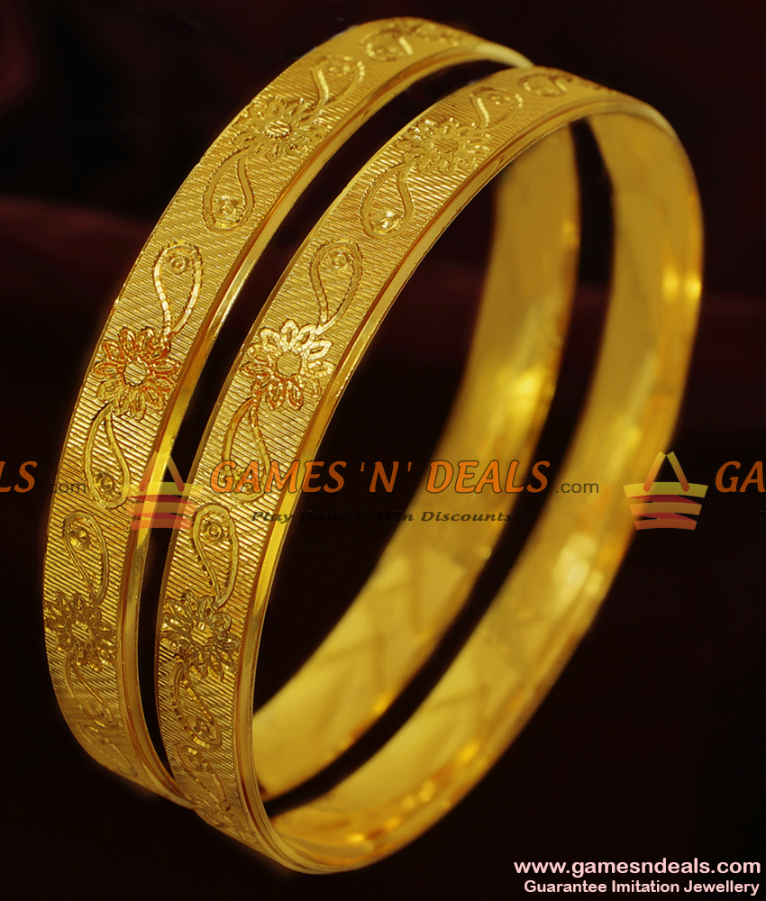 BR131-2.8 Size Self Work Flower Carved Gold Like Guarantee Imitation Bangles