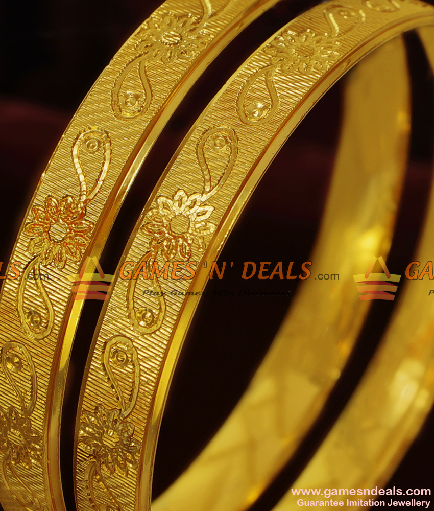 BR131-2.8 Size Self Work Flower Carved Gold Like Guarantee Imitation Bangles