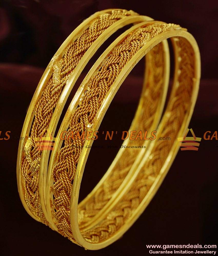 BR133-2.4 Size Cross Hatched Daily Wear 2 Pcs Imitation Guarantee Bangles BR133-2.4 Size Cross Hatched Daily Wear 2 Pcs Imitation Guarantee Bangles