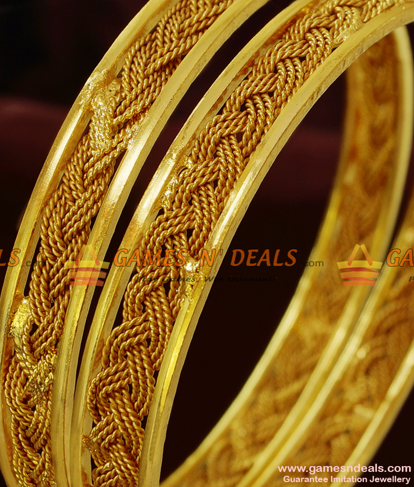 BR133-2.4 Size Cross Hatched Daily Wear 2 Pcs Imitation Guarantee Bangles BR133-2.4 Size Cross Hatched Daily Wear 2 Pcs Imitation Guarantee Bangles