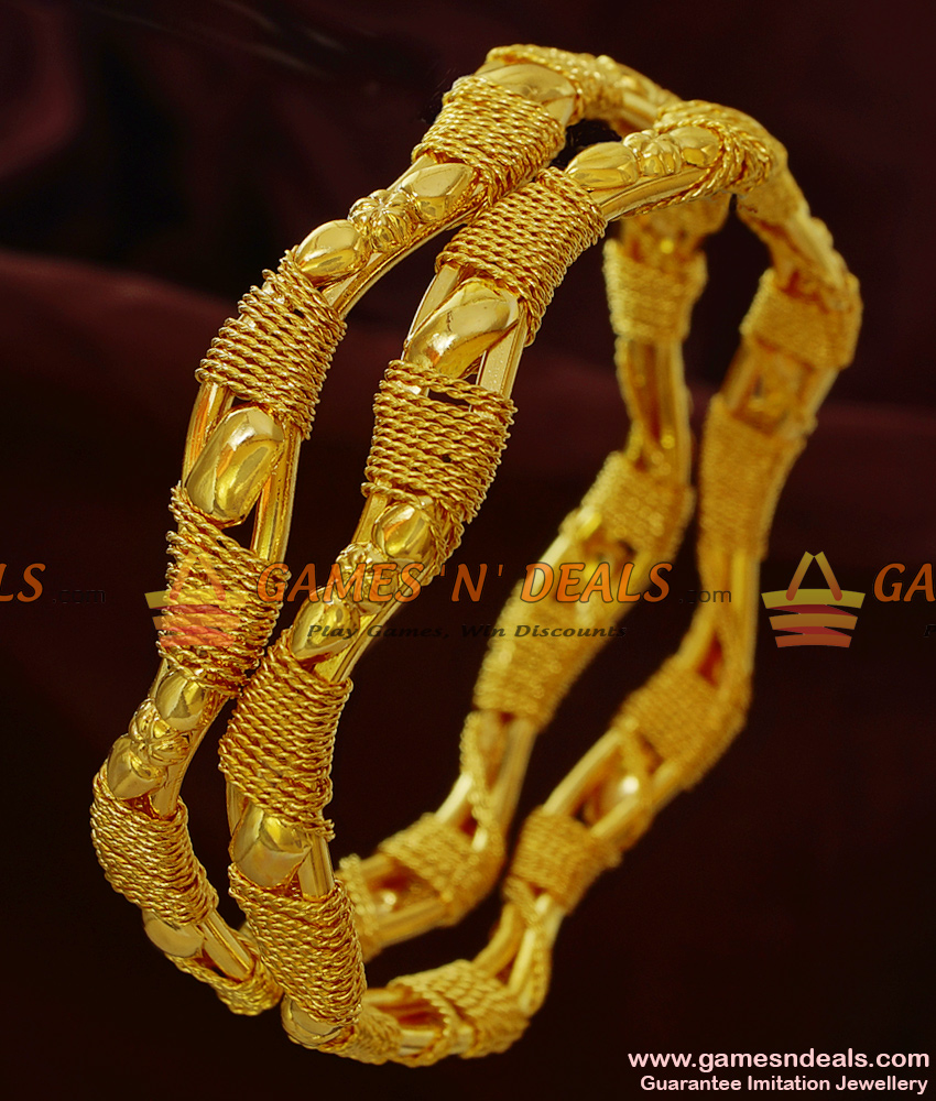 BR135-2.8 Size South Indian Gold Like Design Curvy Irregular Bangles Online BR135-2.8 Size South Indian Gold Like Design Curvy Irregular Bangles Online