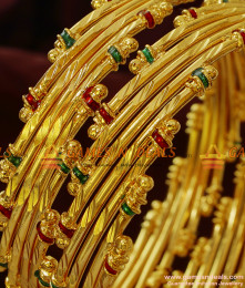BR136-2.8 Size Grand Gold Inspired Traditional Semiya Design Enamel Bangle Online