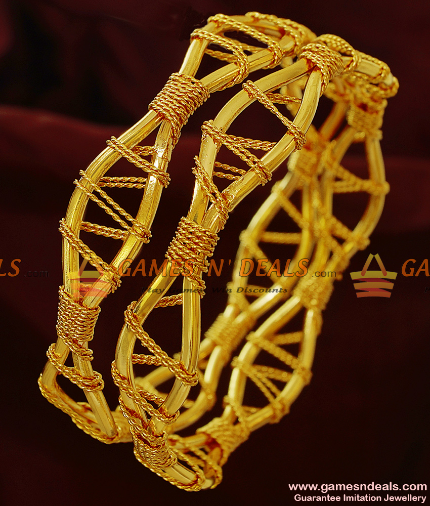 BR142-2.8 Size Chidambaram Gold Plated Curvy Design Guarantee Bangles Online BR142-2.8 Size Chidambaram Gold Plated Curvy Design Guarantee Bangles Online