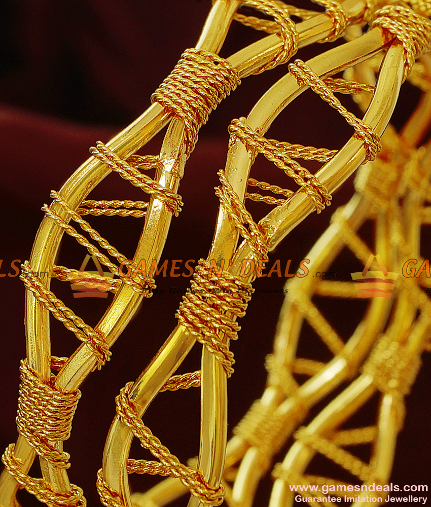 BR142-2.8 Size Chidambaram Gold Plated Curvy Design Guarantee Bangles Online BR142-2.8 Size Chidambaram Gold Plated Curvy Design Guarantee Bangles Online
