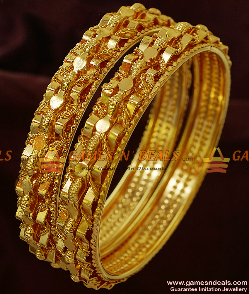 BR144-2.4 Size Beautiful Antique Design Heavy Bangles Handmade Imitation Jewelry