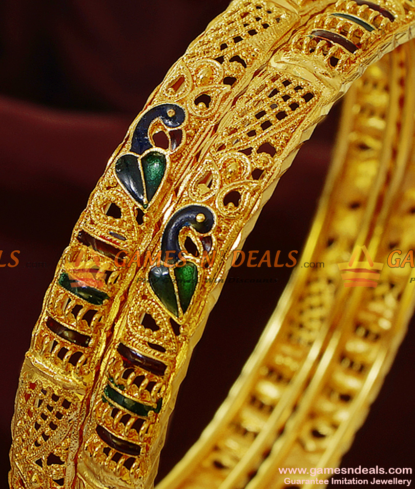 BR145-2.6 Size Peacock Design Thin Enamel Guarantee Imitation Bangles Online