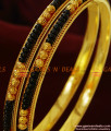 BR148-2.6 Size Gold Plated Traditional Karugamani Black Beads Bangles