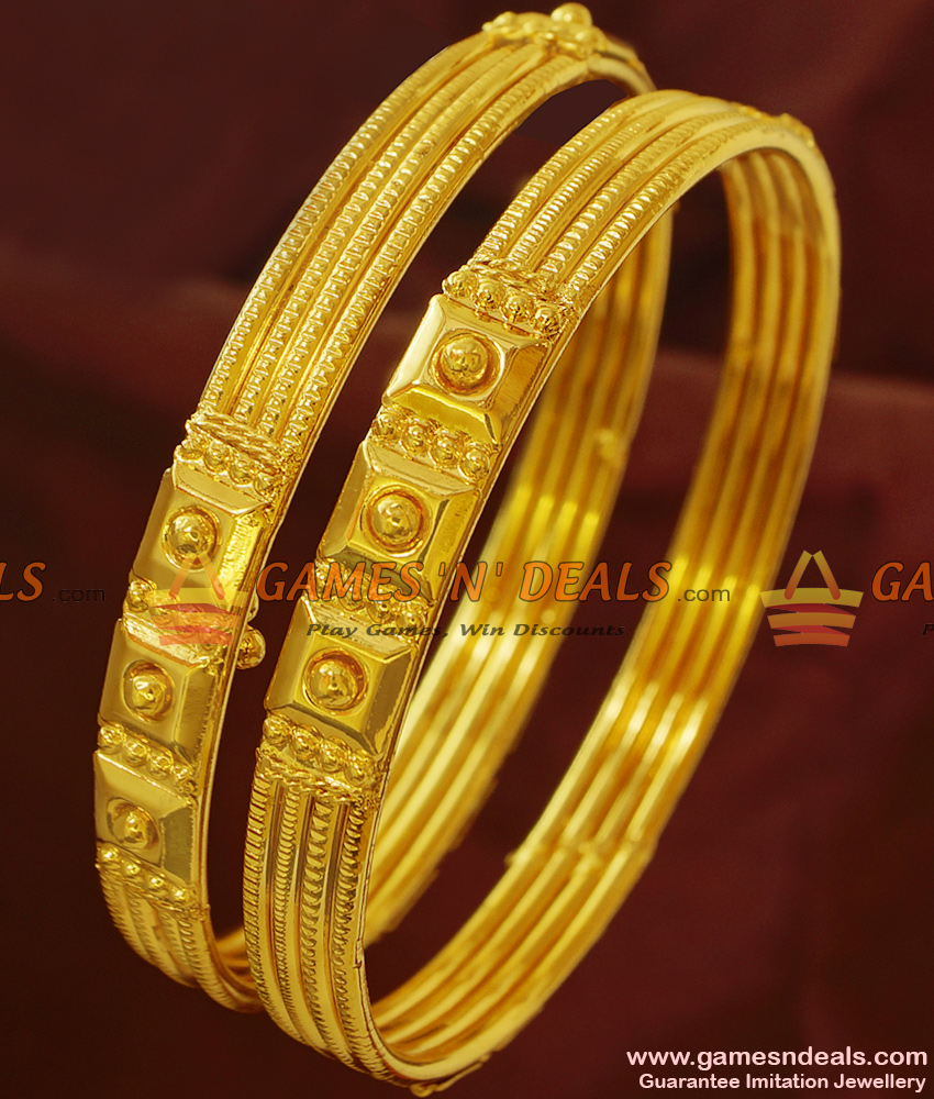 BR160-2.6 Size 100mg Gold Plated Beaded Daily Wear Guarantee Bangles