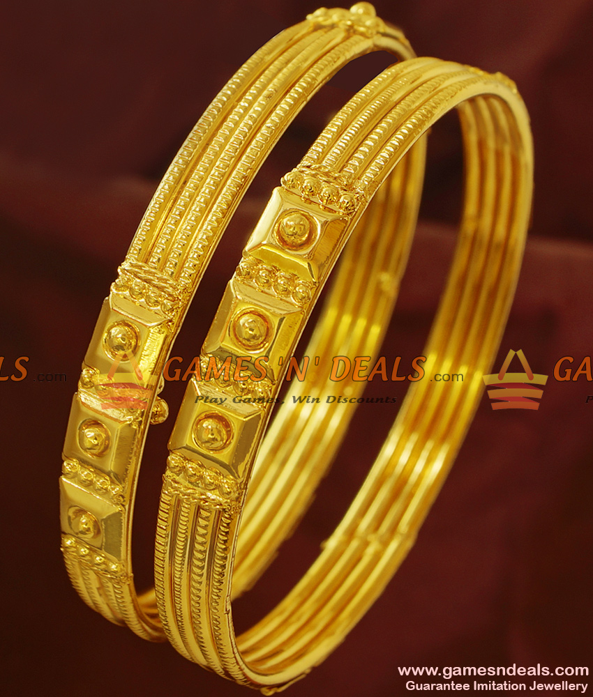 BR160-2.6 Size 100mg Gold Plated Beaded Daily Wear Guarantee Bangles BR160-2.6 Size 100mg Gold Plated Beaded Daily Wear Guarantee Bangles