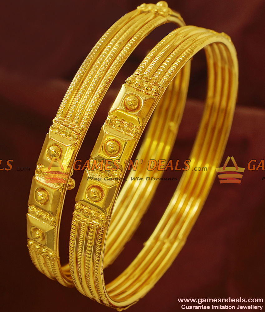 BR160-2.8 Size 100mg Gold Plated Beaded Daily Wear Guarantee Bangles