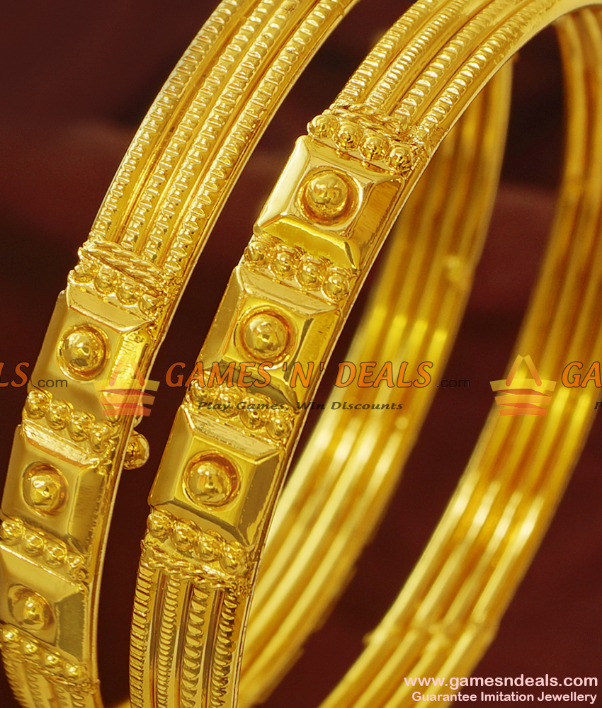 BR160-2.6 Size 100mg Gold Plated Beaded Daily Wear Guarantee Bangles BR160-2.6 Size 100mg Gold Plated Beaded Daily Wear Guarantee Bangles