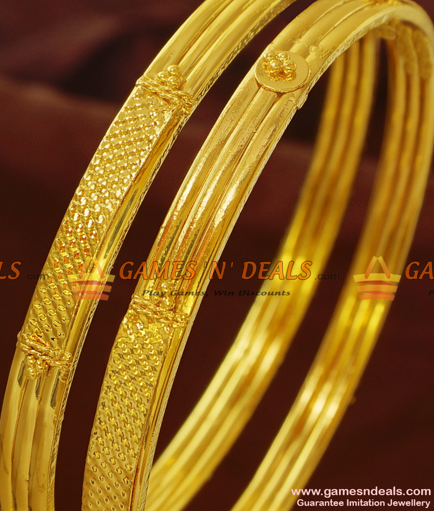 BR162-2.6 Size Pure Gold Plated Thin Daily Wear Guarantee Bangles