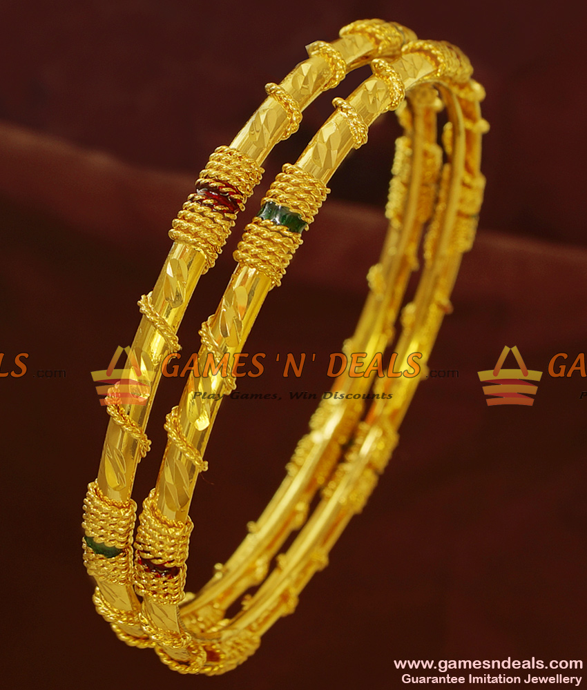 BR163-2.6 Size Gold Plated Enamel Daily Wear Thin Guarantee Bangles BR163-2.6 Size Gold Plated Enamel Daily Wear Thin Guarantee Bangles