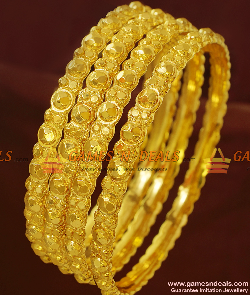 BR174-2.6 Size 24ct Gold Plated Four Pieces Ethnic Design Imitation Bangle BR174-2.6 Size 24ct Gold Plated Four Pieces Ethnic Design Imitation Bangle