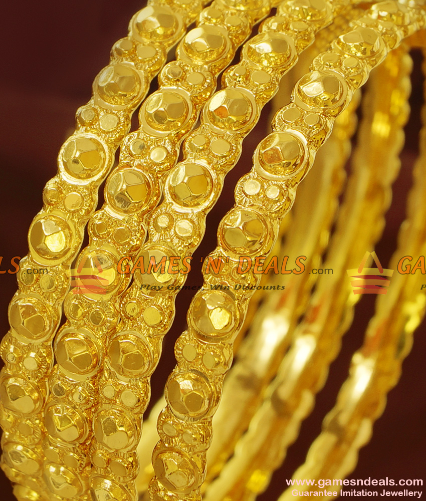 BR174-2.6 Size 24ct Gold Plated Four Pieces Ethnic Design Imitation Bangle BR174-2.6 Size 24ct Gold Plated Four Pieces Ethnic Design Imitation Bangle