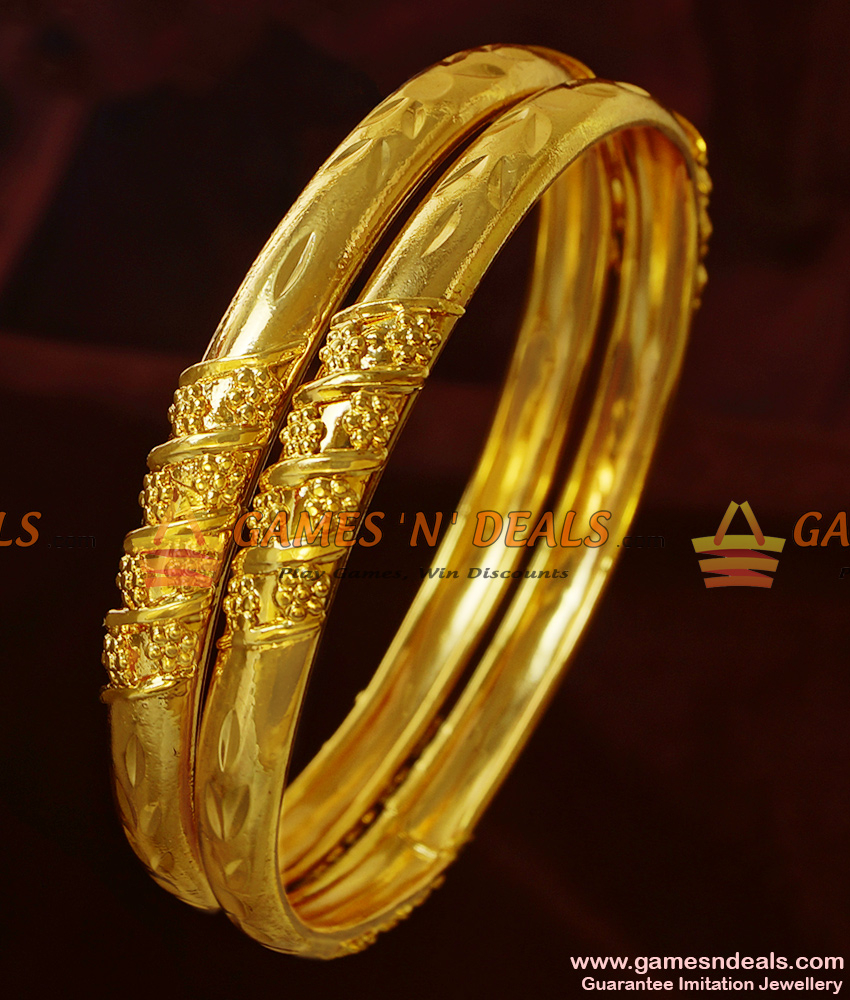 BR181-2.6 Size Shiny Plain Gold Design Guarantee Imitation Bangles online