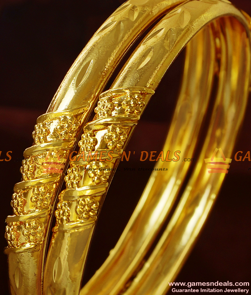 BR181-2.6 Size Shiny Plain Gold Design Guarantee Imitation Bangles online