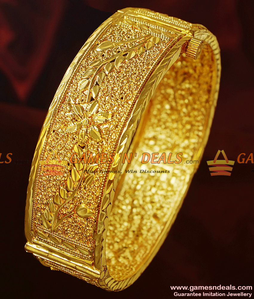 BR195-2.8 Size Screw Type Handmade Kada Real Gold Like Imitation Bangles 