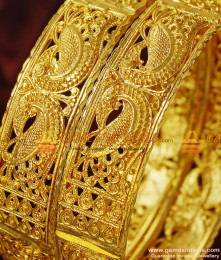 BR199-2.8 Size Peacock Design Gold Plated Broad Kadaa Imitation Bangle
