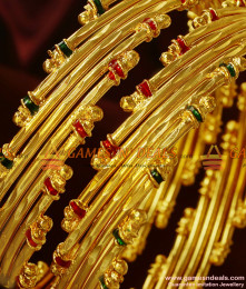 BR215-2.8 Size Grand Gold Inspired Traditional Semiya Design Enamel Bangle Online