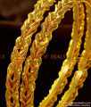 BR220-2.4 Size Romanian Gold Tone Curvy Antique Olive Leaf Design Daily Wear Bangles BR220-2.4 Size Romanian Gold Tone Curvy Antique Olive Leaf Design Daily Wear Bangles