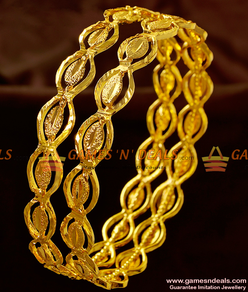 BR225-2.4 Size Light Weight Thin Traditional Gold Like Design Guarantee Bangles