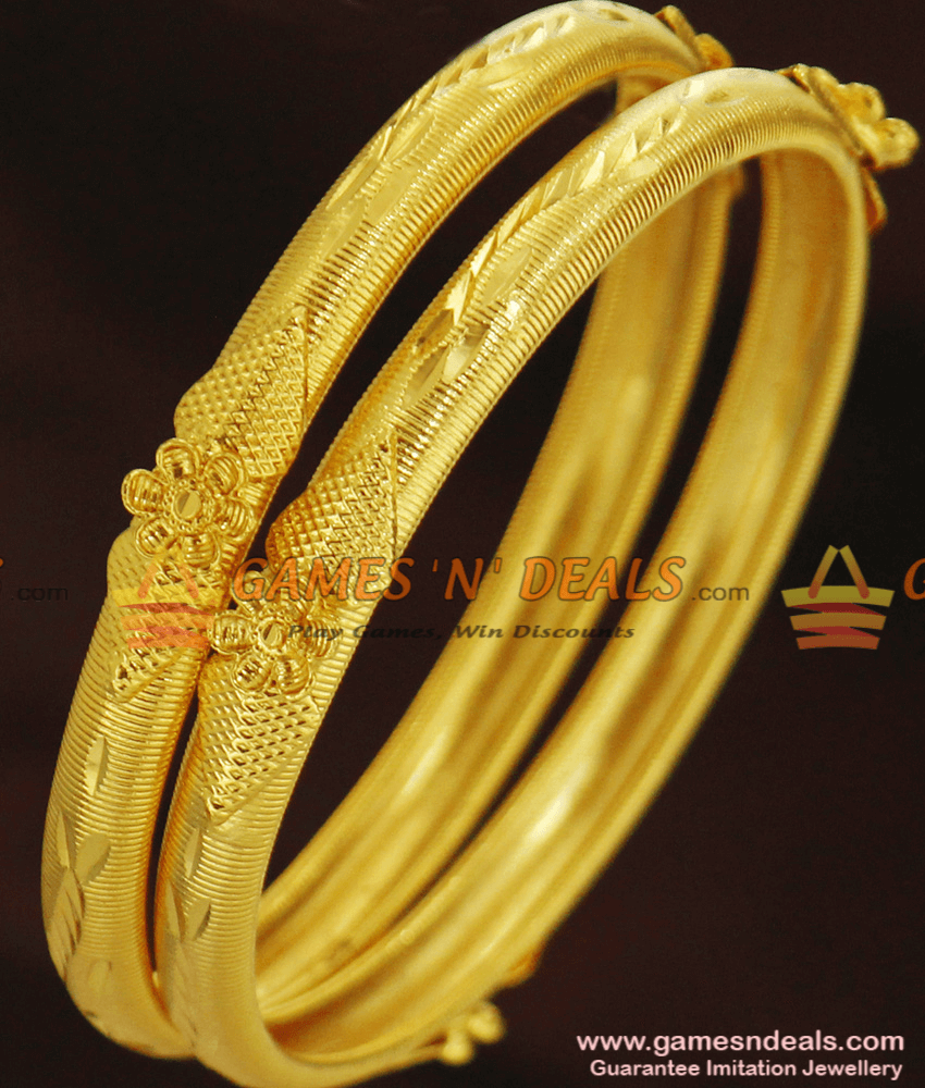BR247-2.4 Size Handmade Unique Gold Design Bangles for Daily Use