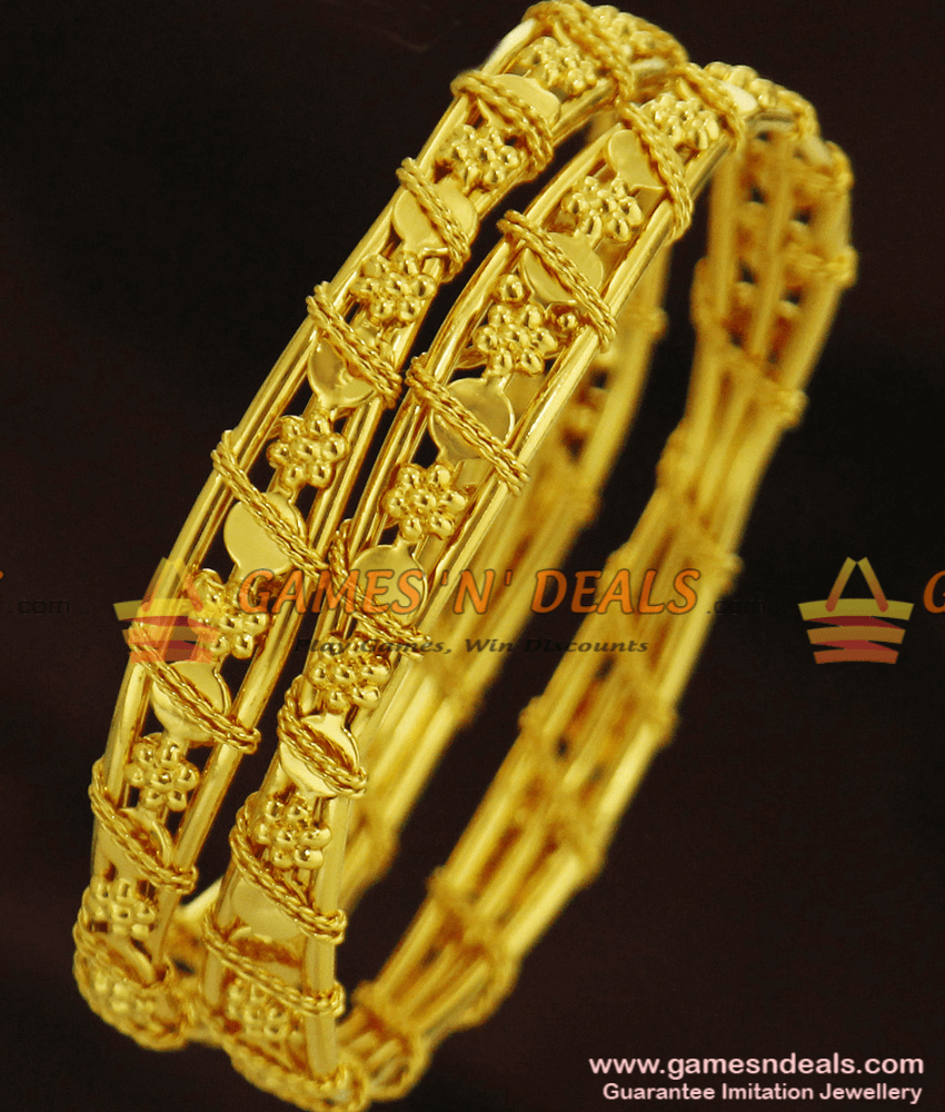 BR252-2.4 Size Trendy Gold Design Bangles Set for Girls Online