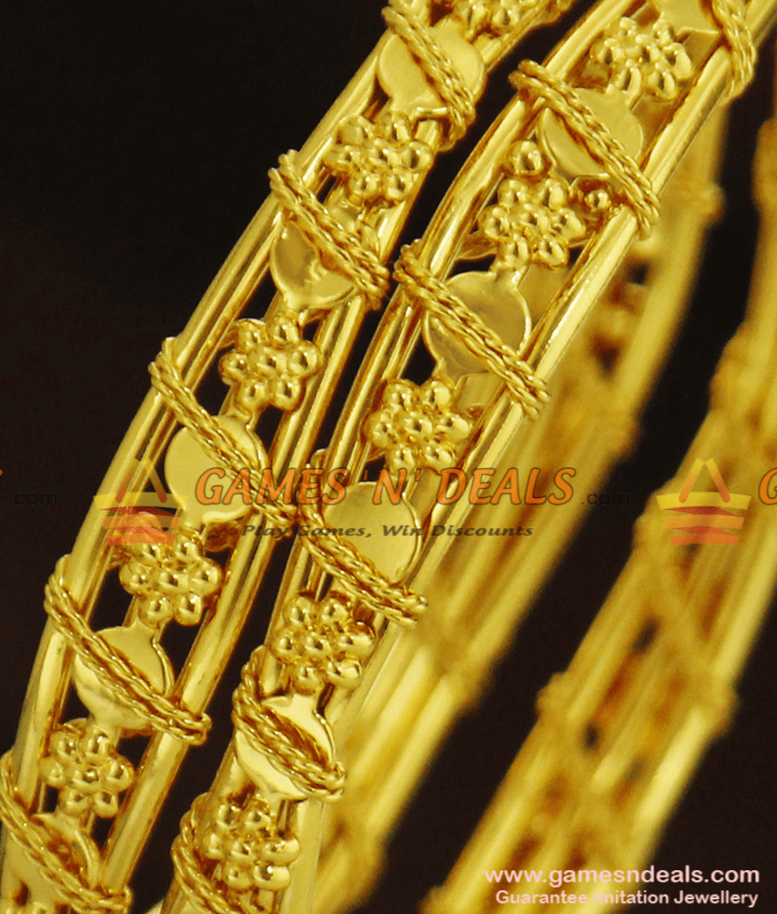BR252-2.4 Size Trendy Gold Design Bangles Set for Girls Online BR252-2.4 Size Trendy Gold Design Bangles Set for Girls Online