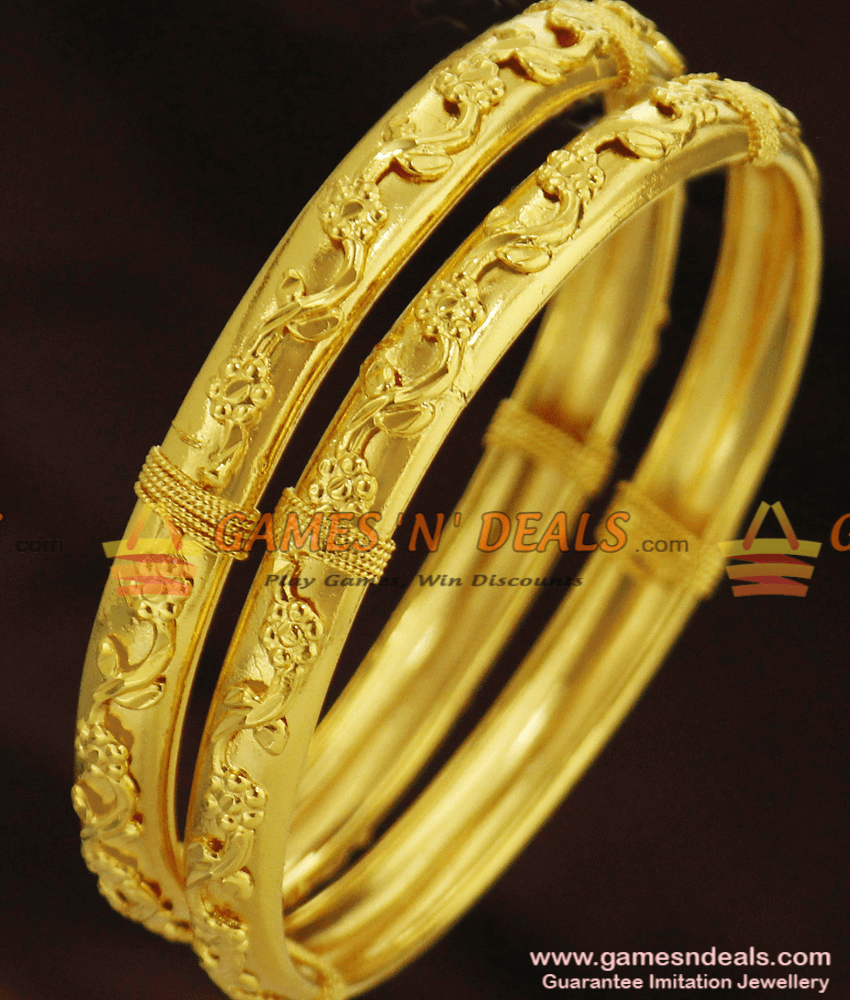 BR254-2.6 Size Leaf Design Office Wear Gold Design Bangles Set BR254-2.6 Size Leaf Design Office Wear Gold Design Bangles Set