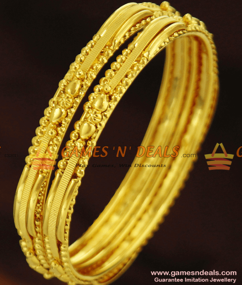 BR256-2.6 Size Curvy Design Thin Gold Design Bangles Set for Women