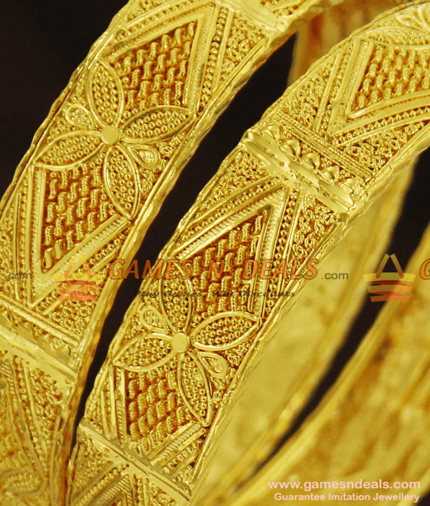 BR257-2.10 Size Set of 2 One Gram Gold Forming Bangle Set for Women BR257-2.10 Size Set of 2 One Gram Gold Forming Bangle Set for Women
