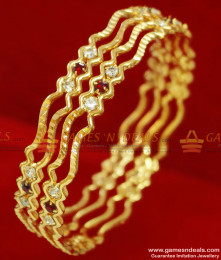 BS025-2.8 Size Gold Plated Neli Design Ad Stone Party Wear Imitation Bangle