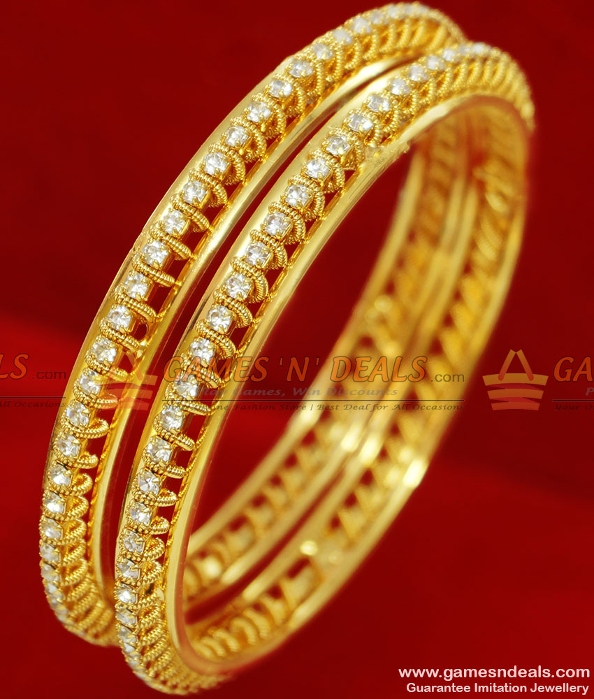 BS026-2.4 Size Sparkling White Stone Spring Design Bridal Wear Imitation Bangle BS026-2.4 Size Sparkling White Stone Spring Design Bridal Wear Imitation Bangle
