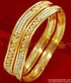 BS029-2.8 Size Gold Plated Curvy Design White Ad Stone Party Wear Bangle