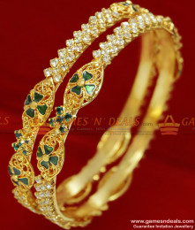 BS032-2.6 Size  Gold Plated  AD Stone Enamel Party Wear Imitation Bangle