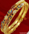 BS033-2.6 Size Gold Plated AD Stone Peacock Enamel South Indian Bangle BS033-2.6 Size Gold Plated AD Stone Peacock Enamel South Indian Bangle