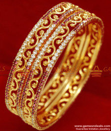 BS036-2.8 Size Gold Plated AD Stone Bright Flower Design Imitation Bangle