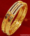 BS039-2.6 Size Gold Plated Peacock Design Ad Stone Enamel  Bangle