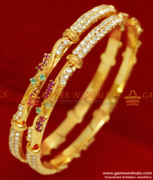 BS042-2.8 Size Fancy Gold Plated Ruby Stone Creep Design Bangle