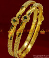 BS044-2.6 Size AD Green Stone Bangle Flower Design Bridal Wear Imitation Jewelry