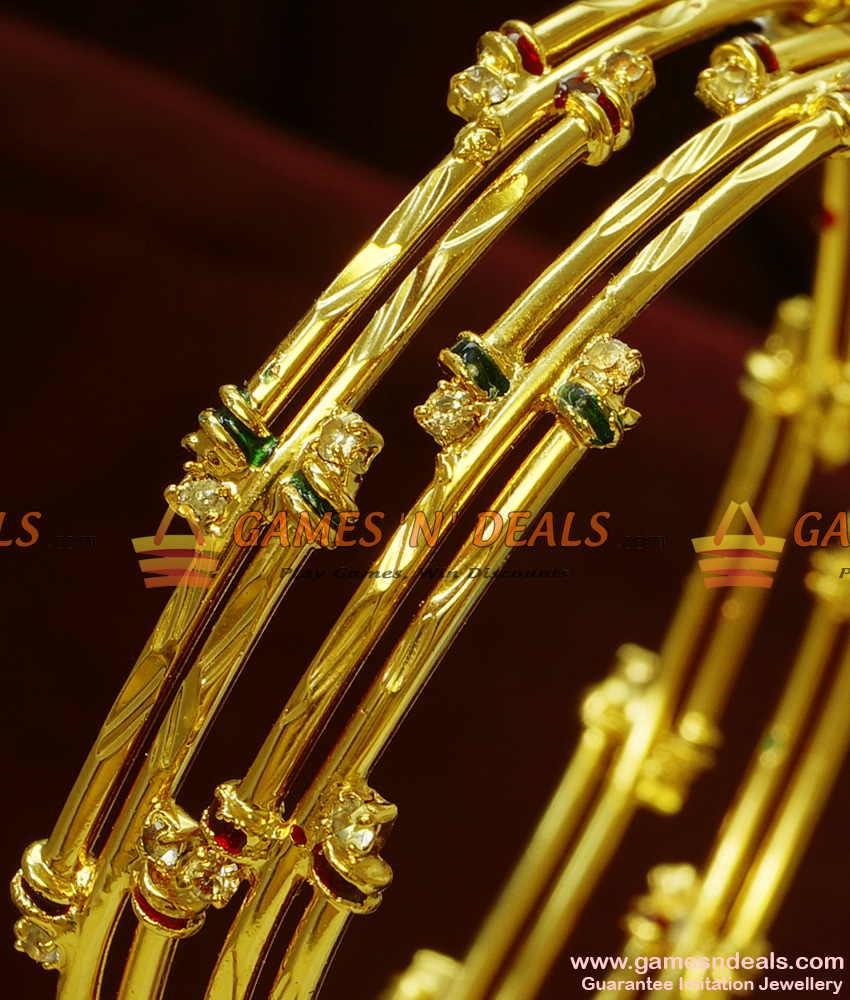 BS048-2.8 Size Best Selling Gold Plated Traditional Semiya Design Imitation Bangle