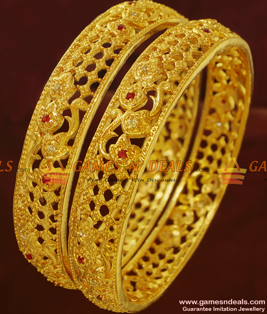 BS060-2.8 Grand Bridal Kada Bangles Just Like Real Gold Design Online